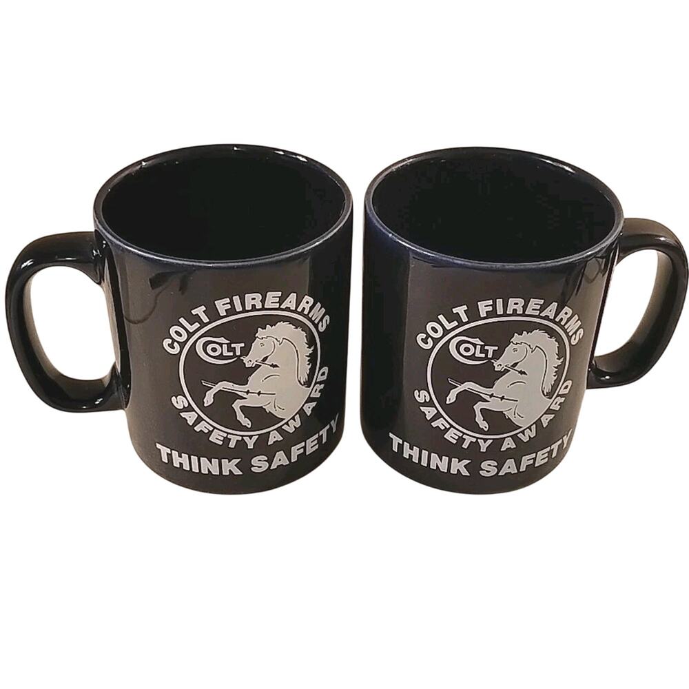 Staffordshire‎ Kilncraft England Colt Gun Firearms 2 Safety Horse Blue Mugs Cups - Picture 2 of 6